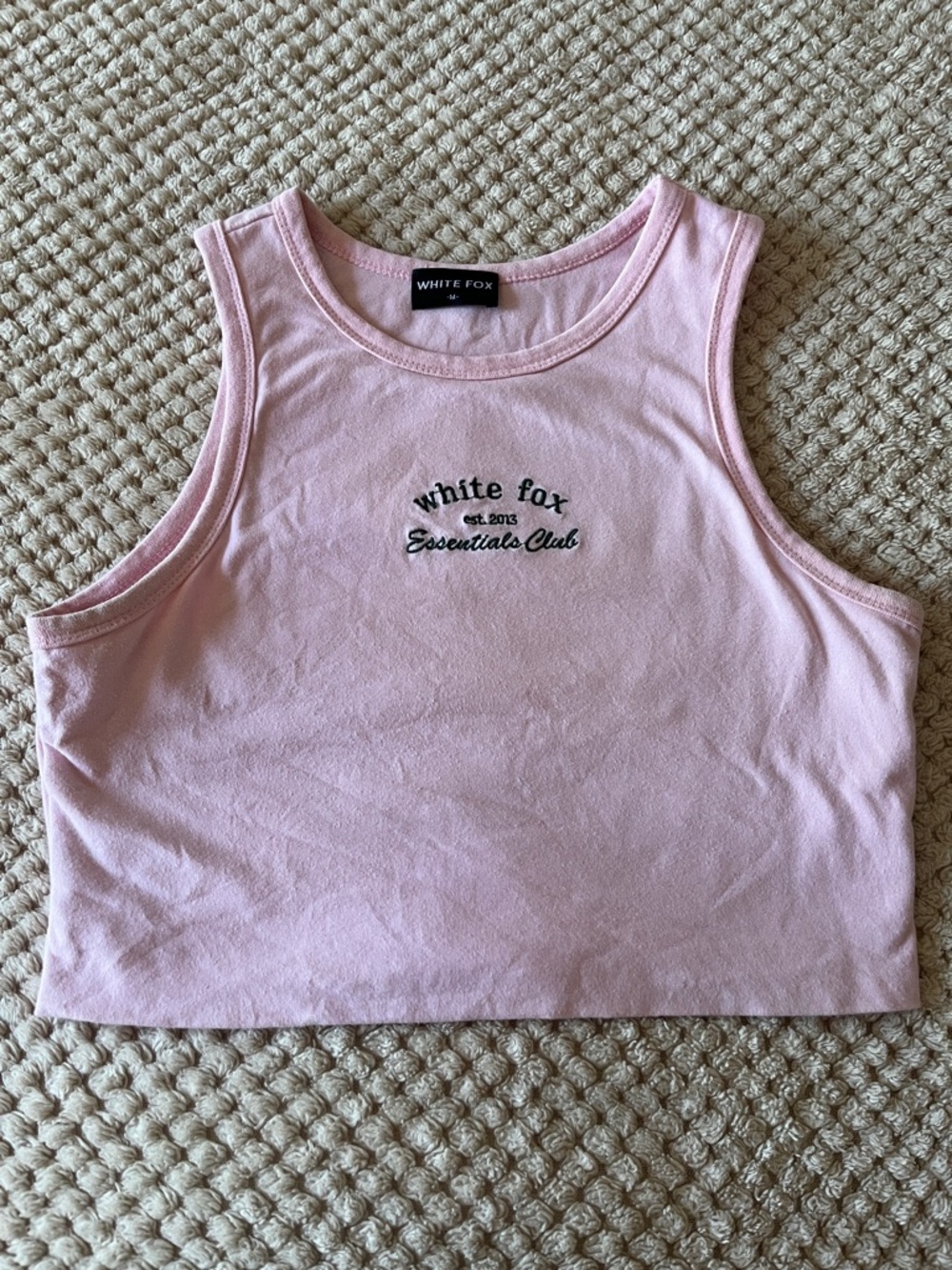 White Fox Pink Cropped Tank with Logo